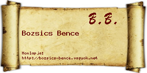 Bozsics Bence névjegykártya